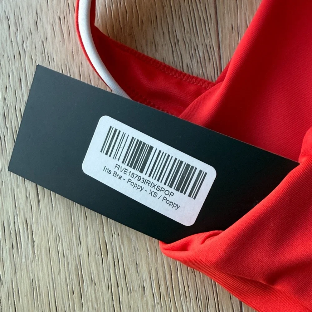 NWT FIVE the Label Dance Red Athletic Sports Bra with White Trim size XS - Picture 3 of 4